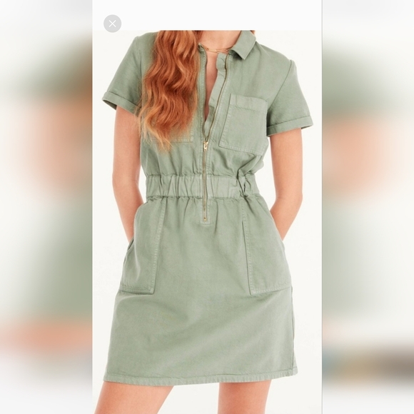 J. Crew zip front Chino dress army green size 6 - Picture 4 of 4